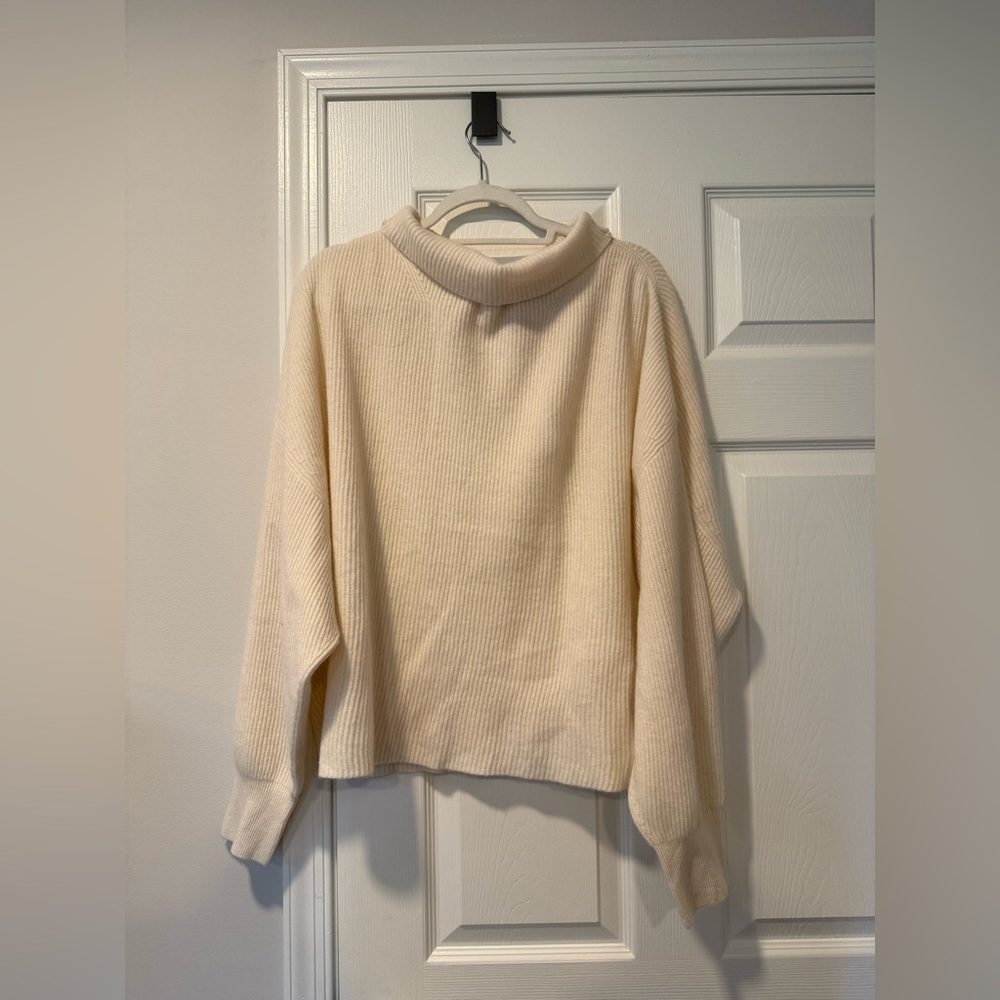 Pilcro Cream Ribbed Cowl Neck Sweater